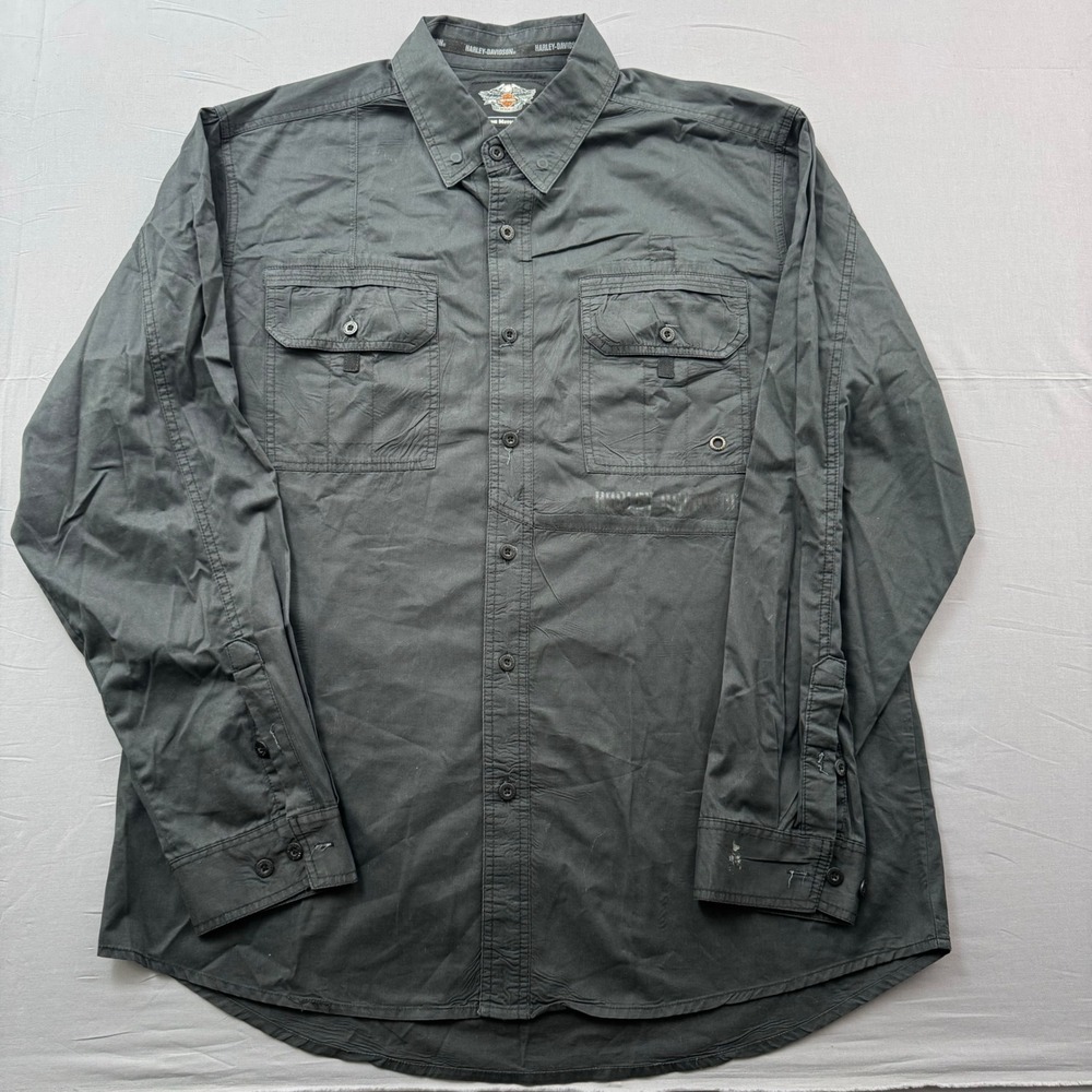 Harley-Davidson Mens XL Long Sleeve Button Up Shirt Black Eagle Graphic Biker